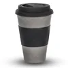 Customize Logo Natural Eco-Friendly Degradable Bamboo Fiber Coffee Cup with Lids