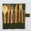 7 Pieces Eco Friendly Bamboo Travel Utensils Sets Camping Wooden Cutlery Including Knife, Spoon, Fork , Straw And Pouch Bag