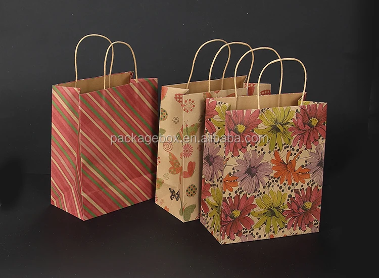 wholesale recycle craft brown kraft paper bag hand gift shopping