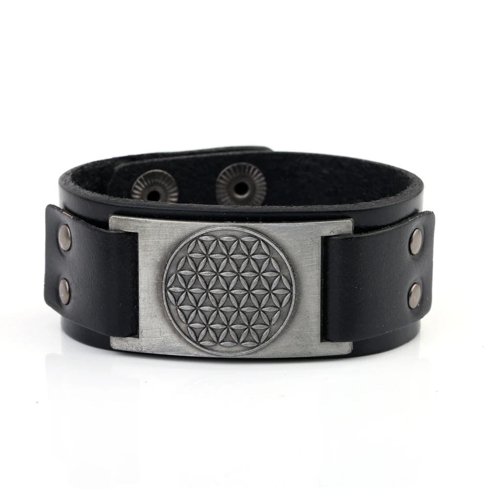 Wicca Antique Silver Color Gothic Flower of Life Sigil Enochian Amulet Mixed Color Leather Charm Men's Bracelets
Wicca Antique Silver Color Gothic Flower of Life Sigil Enochian Amulet Mixed Color Leather Charm Men's Bracelets