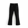 Z30743A Fashion new style women washed flares cat claw marks fleece slim jeans