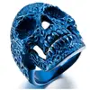 Zhongzhe Jewelry 316L Stainless Steel Mens Bikers Blue Sugar Skull Ring, Personalized Punk Style