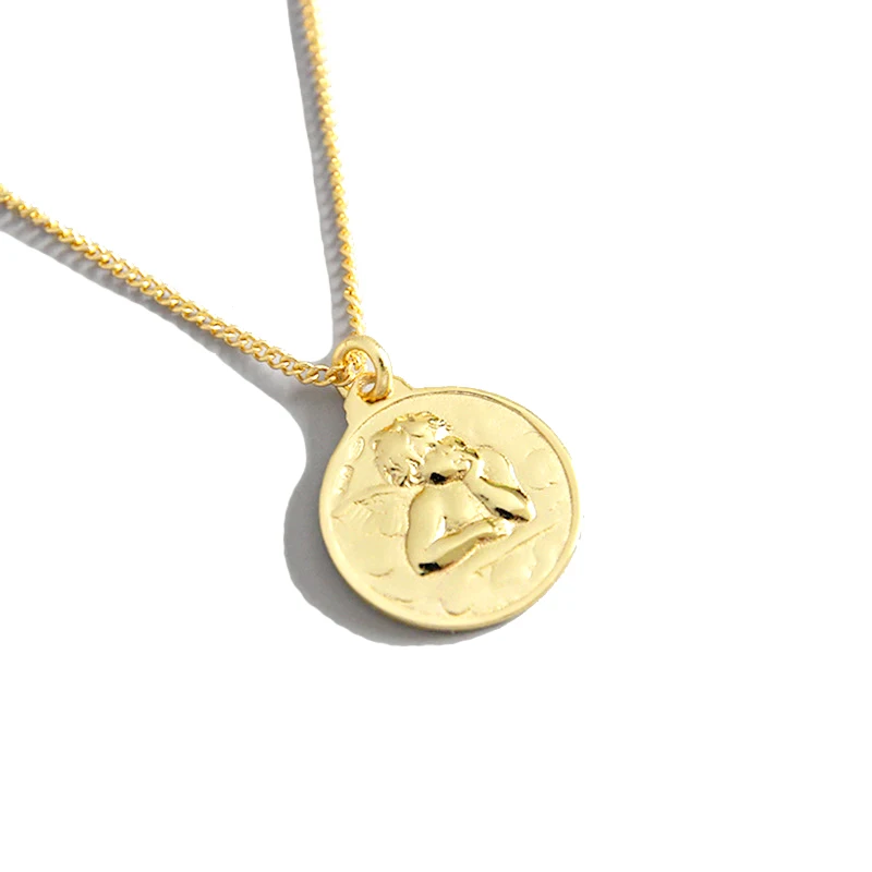 Fashion Minimalist Coin Necklace Dainty Cupid Stamped Disk Pendant Necklace Gold Plated Necklace Jewelry For Women Men Gift, 18k gold
Fashion Minimalist Coin Necklace Dainty Cupid Stamped Disk Pendant Necklace Gold Plated Necklace Jewelry For Women Men Gift, 18k gold