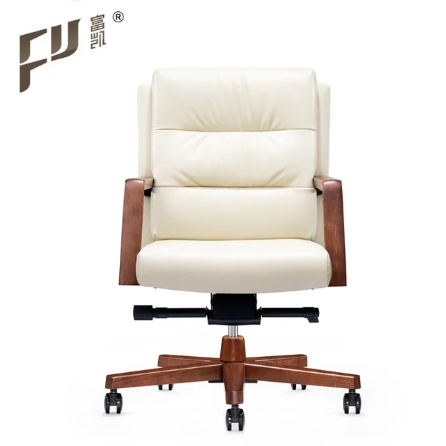Foshan Classic Low Back Leather Secretary Office Chair With Wood Base