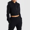 Custom gym hoodies sweatshirts with zipper women blank crop top hoodies