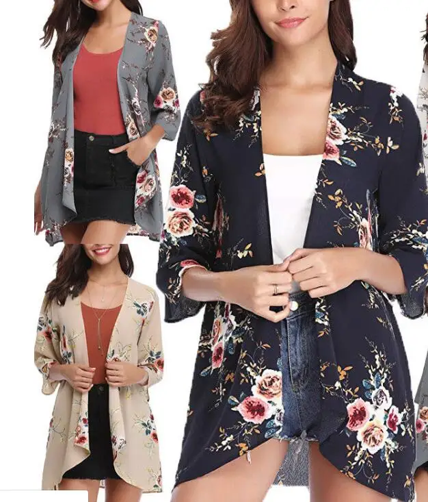 Women Vintage Floral Loose Chiffon Cardigan Kimono Blouse Top Cover Up Fashion Kimono, As show
Women Vintage Floral Loose Chiffon Cardigan Kimono Blouse Top Cover Up Fashion Kimono, As show