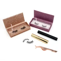 

Homay New Arrival Private Label Hot Full Strip Lashes Waterproof Magnetic Eyeliner Mink Silk Eyelashes With Tweezer