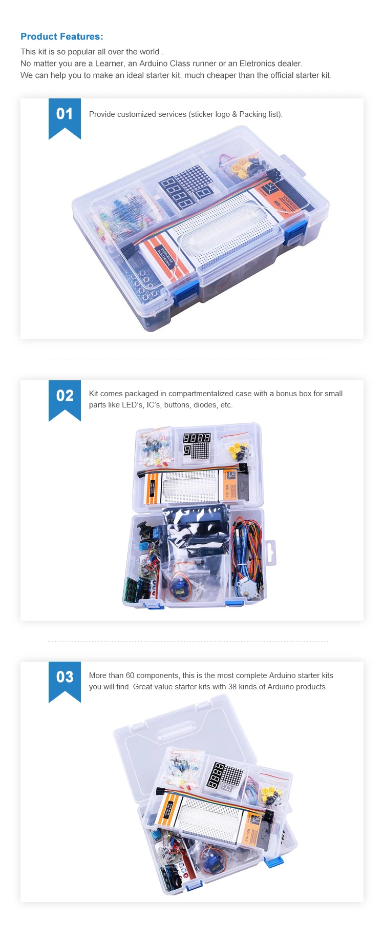 High Quality Original Uno R3 Mega Rfid Learning Arduinos Starter Kit