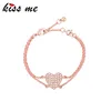 Fashion Jewelry Bracelet 2017 Pink Gold Heart Chain Bracelet Wholesale