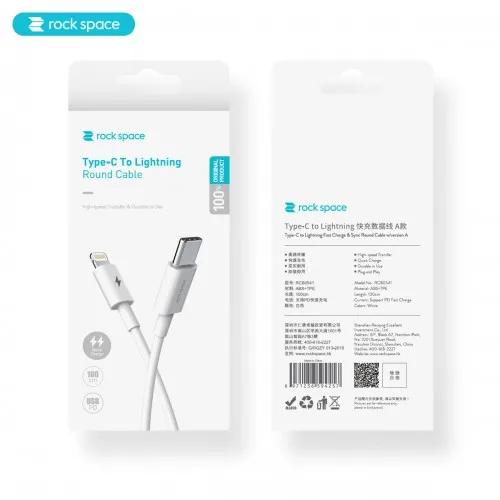 Rock good price 1M 5V Fast charge Sync round cable for lightning to type C USB adapter data cable, White
Rock good price 1M 5V Fast charge Sync round cable for lightning to type C USB adapter data cable, White