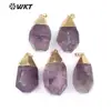 WT-P1440 Elegant Raw Purple Quartz Pendant Gold Capped Crystal Pendant For Women Necklace Jewelry Natural Amethysts Pendant