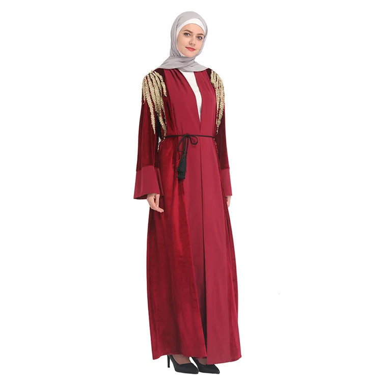 Fashionable design high quality velvet with lace and pearl malaysia kaftan women clothes muslim women abaya, Wine red,blue,black
Fashionable design high quality velvet with lace and pearl malaysia kaftan women clothes muslim women abaya, Wine red,blue,black