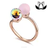 Latest design18K rose gold plated Vogue ladies emulation Pearl AAA Alloy zircon ring Jewelry
