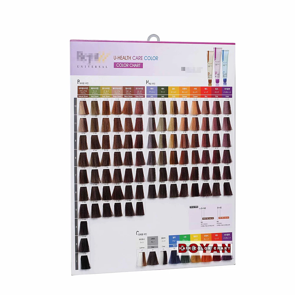 Cartela de cores de cabelo weave, cabelo cartela de cores display com amostra de cor de cabelo