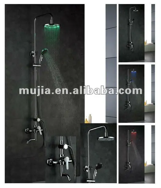 Rainfall shower set faucet set mixer set shower faucet with glow RGB bathroom sanitary fittings/bathroom fittings names