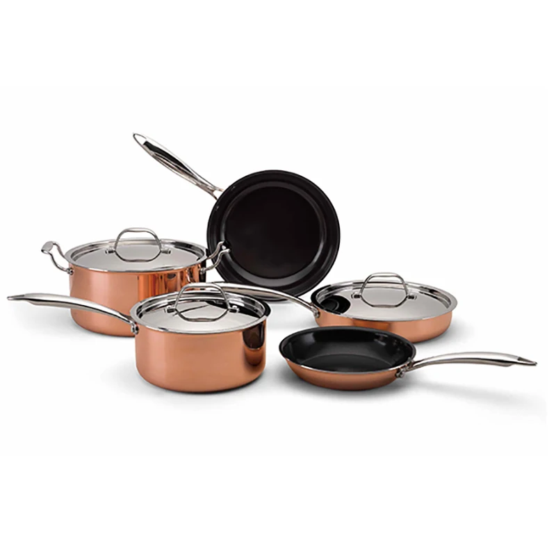 Healthy induction cooking non stick aluminum cookware sets with S/S handle, Customized
Healthy induction cooking non stick aluminum cookware sets with S/S handle, Customized
