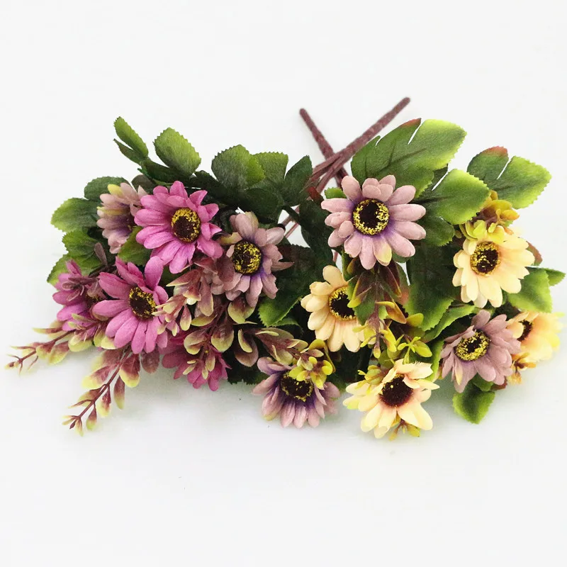 Flone Lovely Mini Daisy Imitation Flower European Style Oil Painting Chrysanthemum Silk Flower Wedding Home Party Decor  (11)