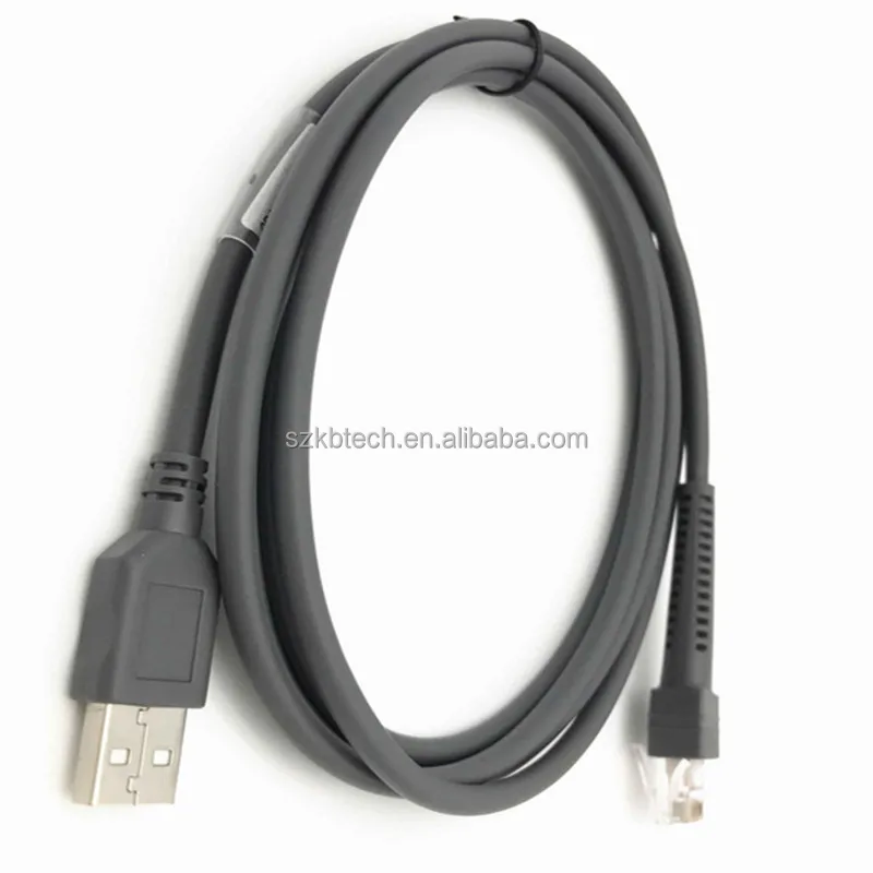 

7ft 2M CBA-U01-S07ZAR USB A male to RJ45 10P10C LS2208 Barcode scanner usb cable, Gray or custom
