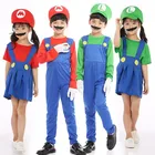 Adult and Children cosplay party costumes Super Mario Costumes