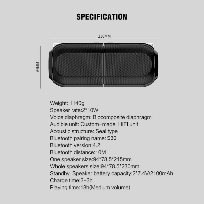 2019 Latest magnetic portable 20W tws waterproof sports bluetooth speaker wireless 4.2 for music with deep bass - ANKUX.COM