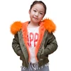 Hot sale outdoor winter fur lined children bomber jacket girls winter parka