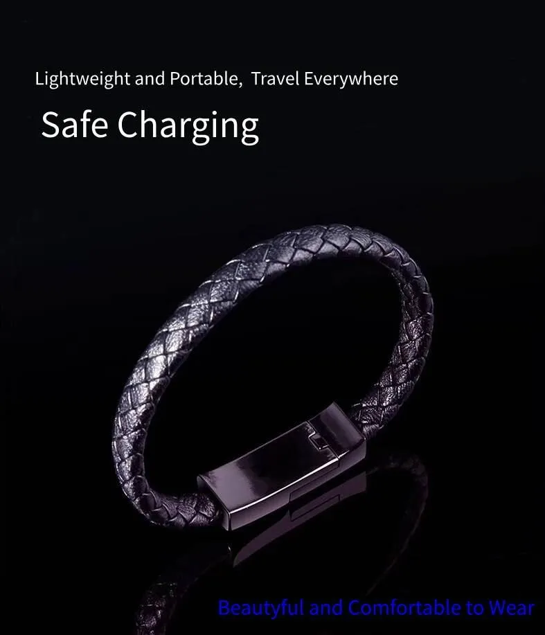 SKW High Quality Fashionable Leather Bracelet USB Charging Cable - ANKUX.COM