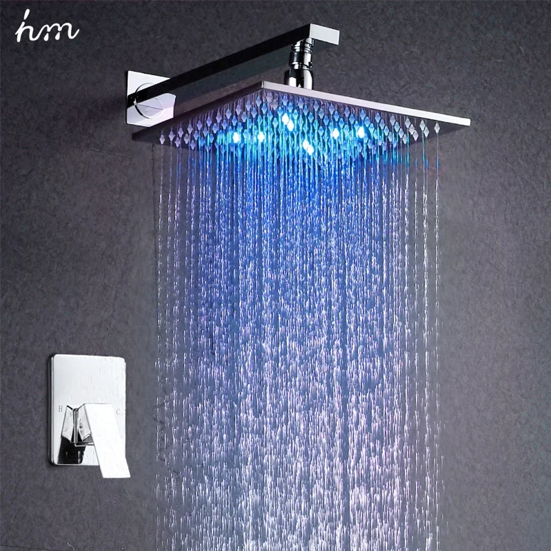 Bathroom RGB LED Light 7Colors Changing 20cm//8/" Round Rain Shower Head