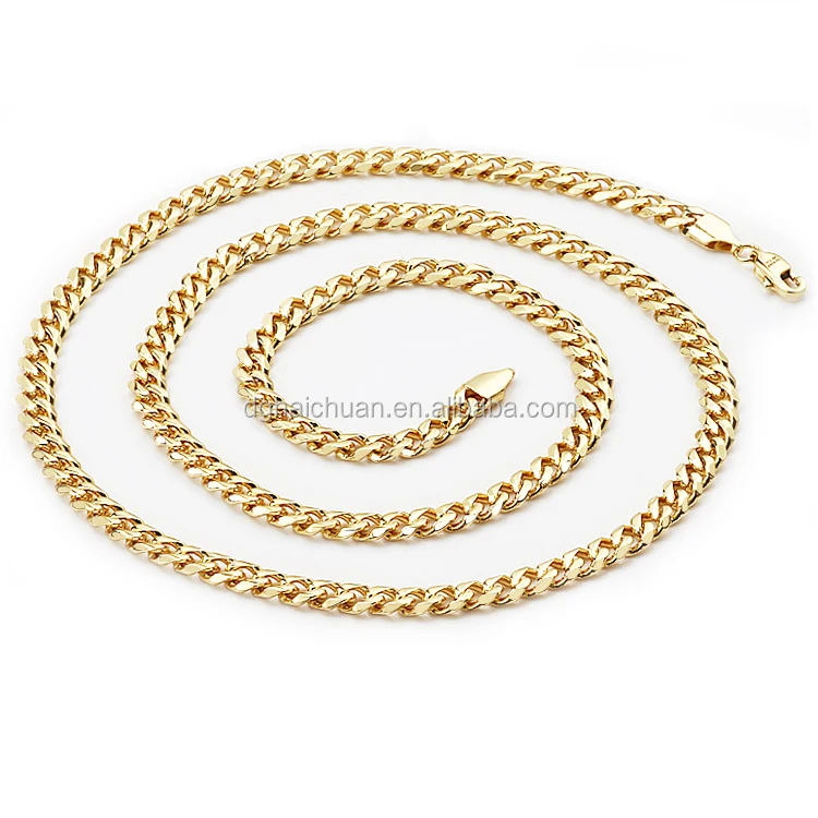 Wholesale  gold neck chain designs gold jewellery 316l stainless steel curb cuban link chain