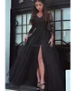 Lace Appliques 2018 Black Wonderful Tulle Off-the-shoulder Neckline Long Sleeves A-line Evening Dress