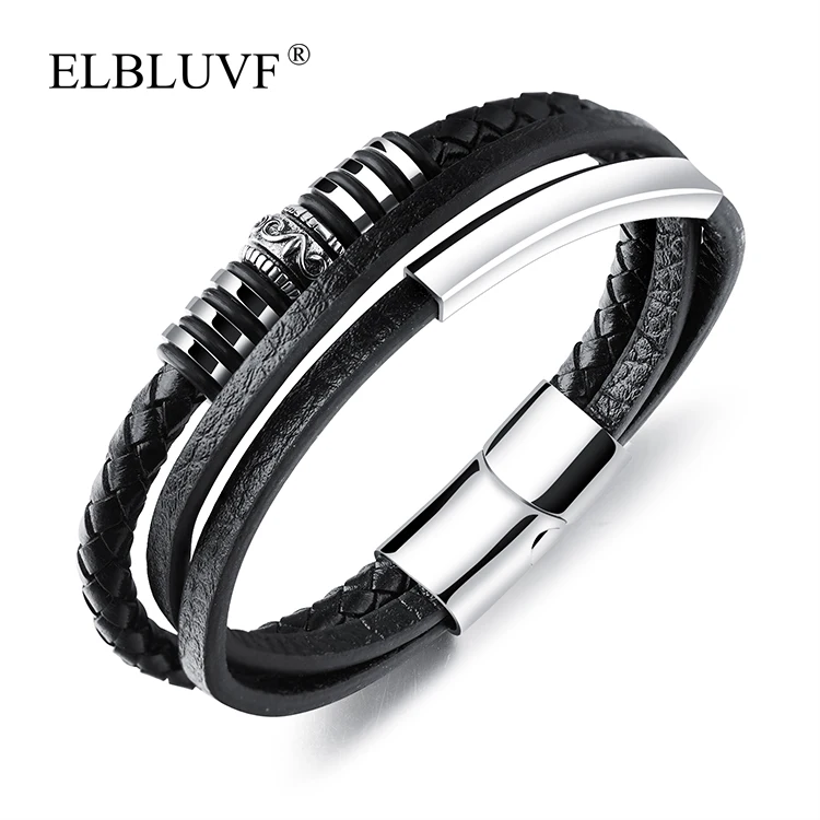 ELBLUVF Free Shipping Stainless Steel Wholesale Fashion Punk Rock Cowhide Bracelet Reverse Magnetic Buckle, Black
ELBLUVF Free Shipping Stainless Steel Wholesale Fashion Punk Rock Cowhide Bracelet Reverse Magnetic Buckle, Black