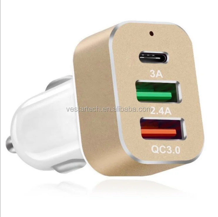 Hot Selling Qualcomm QC 3.0 Quick charger Dual USB Metal Car Charger