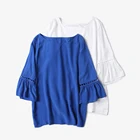 custom design normal embroidered cap sleeve blouse korean blouse