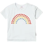 Children summer clothes kids wears blue cotton rainbow print girls t shirt
