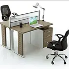double faddish office glass partition with drawer for 2 people