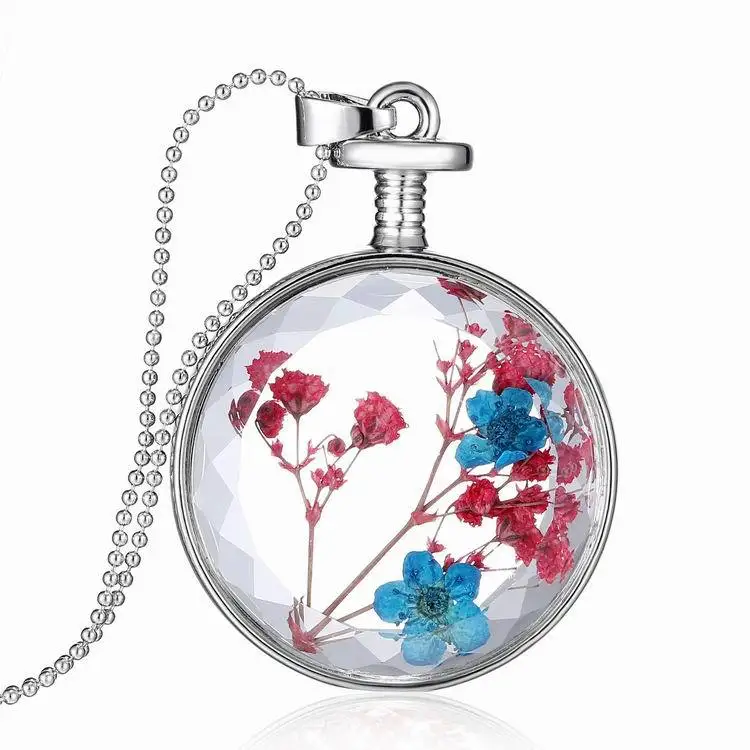 Silver Plated Multi Color Flower Round Transparent Glass Bottle Pendant Necklace Red Chrysanthemum Dried Flower Pendant Necklace
Silver Plated Multi Color Flower Round Transparent Glass Bottle Pendant Necklace Red Chrysanthemum Dried Flower Pendant Necklace