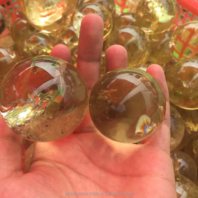 hot sell polished natural quartz citrine crystal balls 40mm-60mm