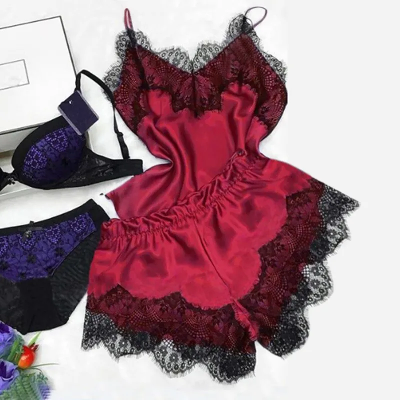 Tryme Sexy Lace Sleepwear Women Pajamas Set Lingerie Temptation Satin Babydoll Underwear Nightdress Women pijama, N/a
Tryme Sexy Lace Sleepwear Women Pajamas Set Lingerie Temptation Satin Babydoll Underwear Nightdress Women pijama, N/a