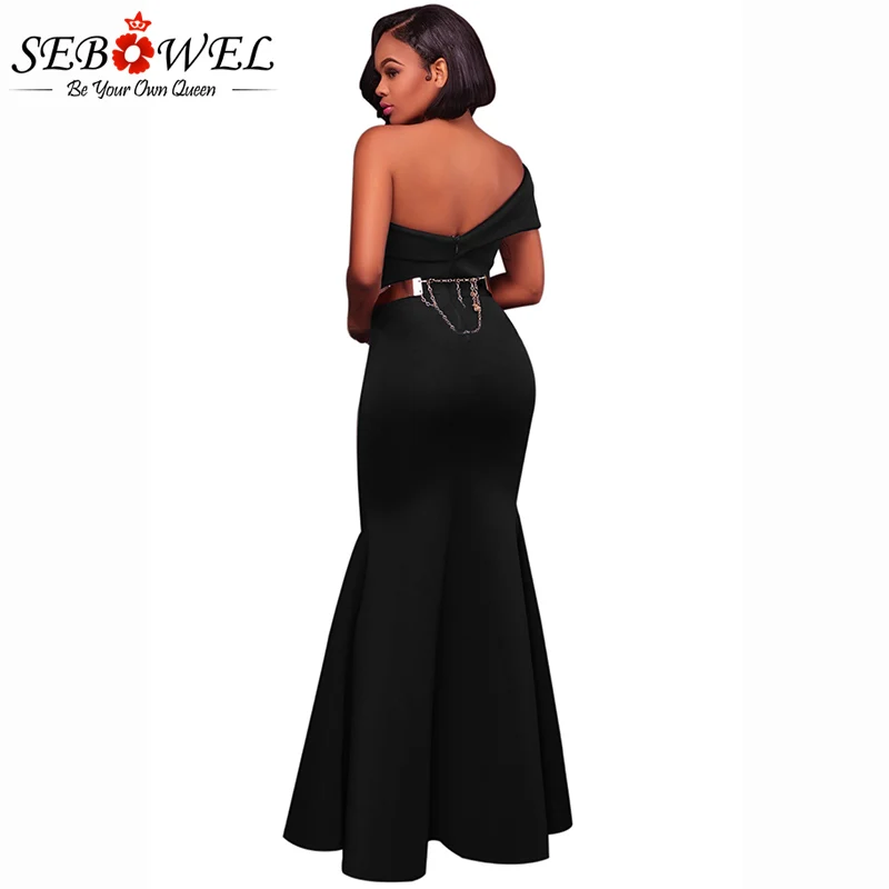 Black-Sexy-One-Shoulder-Ponti-Gown-LC61774-2-2 