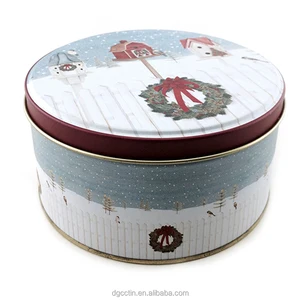 2017 hot selling round christmas gift tin box dongguan tangxia