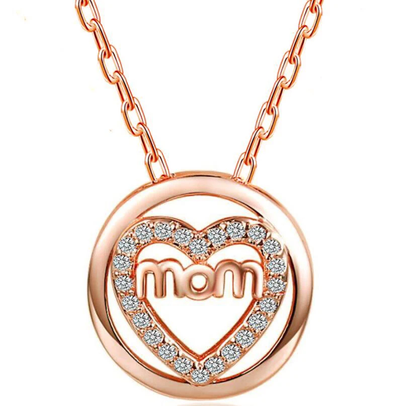 Fashion simple MOM circle pendant necklace fashion heart and ring zircon necklace Party costume necklace jewelry
Fashion simple MOM circle pendant necklace fashion heart and ring zircon necklace Party costume necklace jewelry