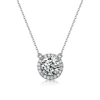Sterling silver CZ halo birth gem stone necklace,jewelry_jewellery_jewelery