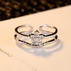 Latest Design Diamond Size Adjustable with Flower Zircon Rhodium Plated Open Rings R81