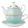 Handmade wholesale blue color porcelain cheap tea set teapot and cup tea for one for gifts