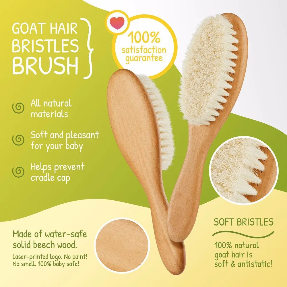 baby hair brush and comb set - grooming kit ideal for cradle cap