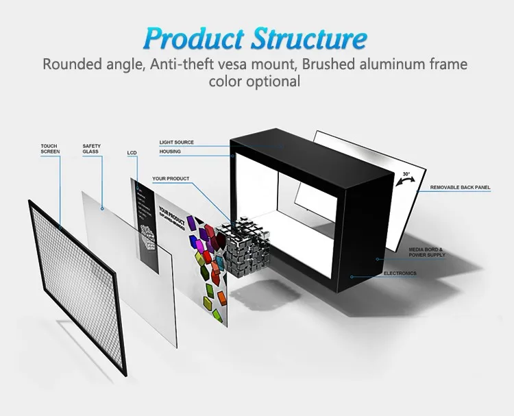 27 inch transparent lcd display for beer advertising showbox