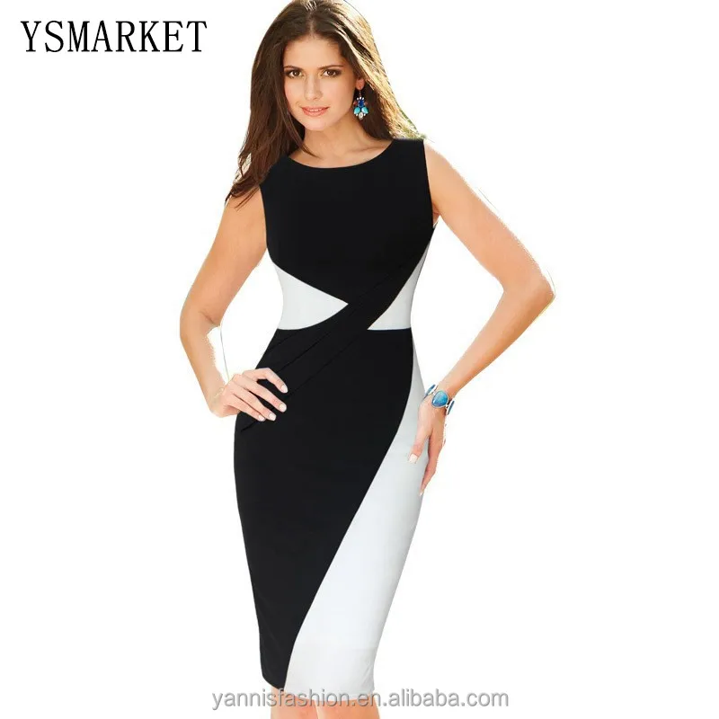 New Black White Patchwork Summer Elegant Dress Women Sleeveless Bodycon Midi Dress Formal Party Office Ladies Dress A1192
New Black White Patchwork Summer Elegant Dress Women Sleeveless Bodycon Midi Dress Formal Party Office Ladies Dress A1192