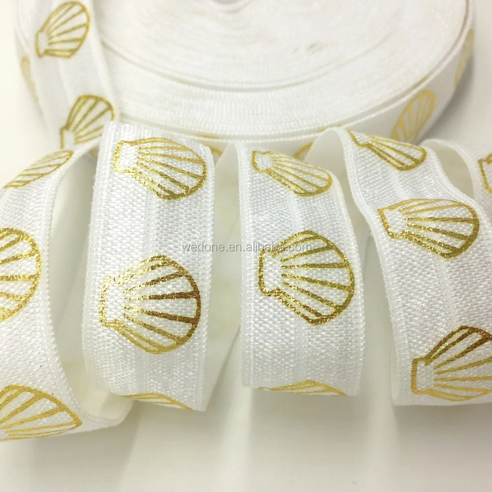 100 yards 5/8" Gold Foil Shell Printed Fold Over Elastic Ribbon Wholesale FOE for Girls Hair Tie Bracelet DIY Head wear, As per picture
100 yards 5/8" Gold Foil Shell Printed Fold Over Elastic Ribbon Wholesale FOE for Girls Hair Tie Bracelet DIY Head wear, As per picture