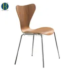Design Furniture Modern Plywood Brown Fabric Dining/rest roomL Chair with Chrome Steel Legs