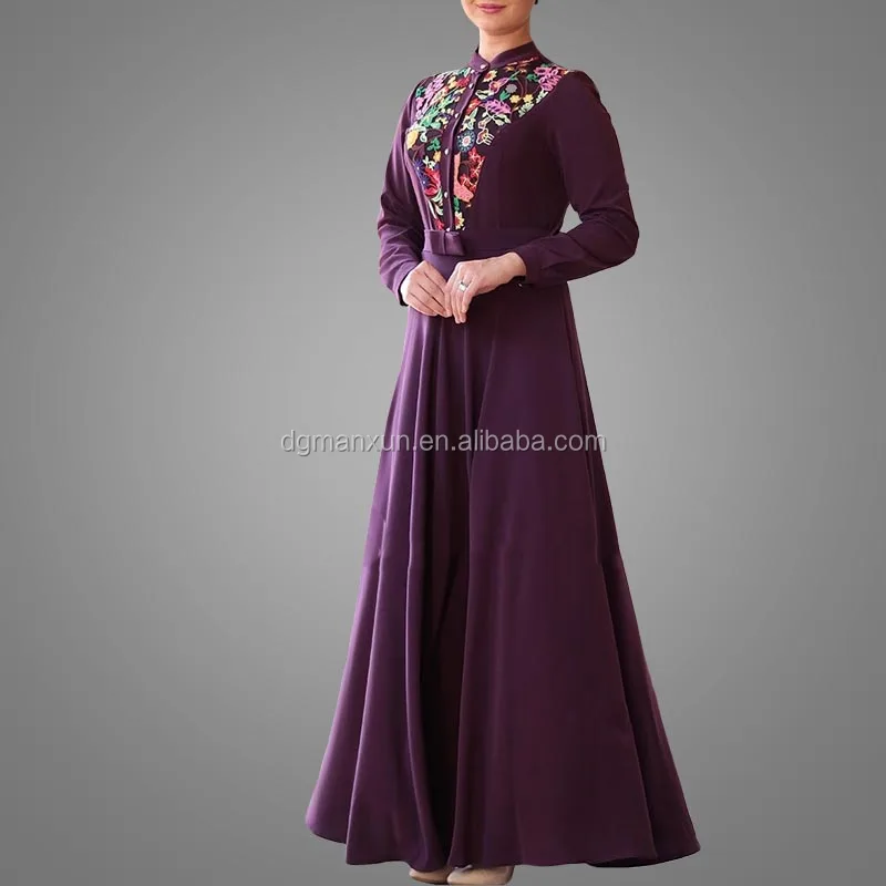 Elegant Muslim Islamic Evening Dress Lace Embroidery Women Dress Slim fit Abaya Dubai 2017 (3).jpg