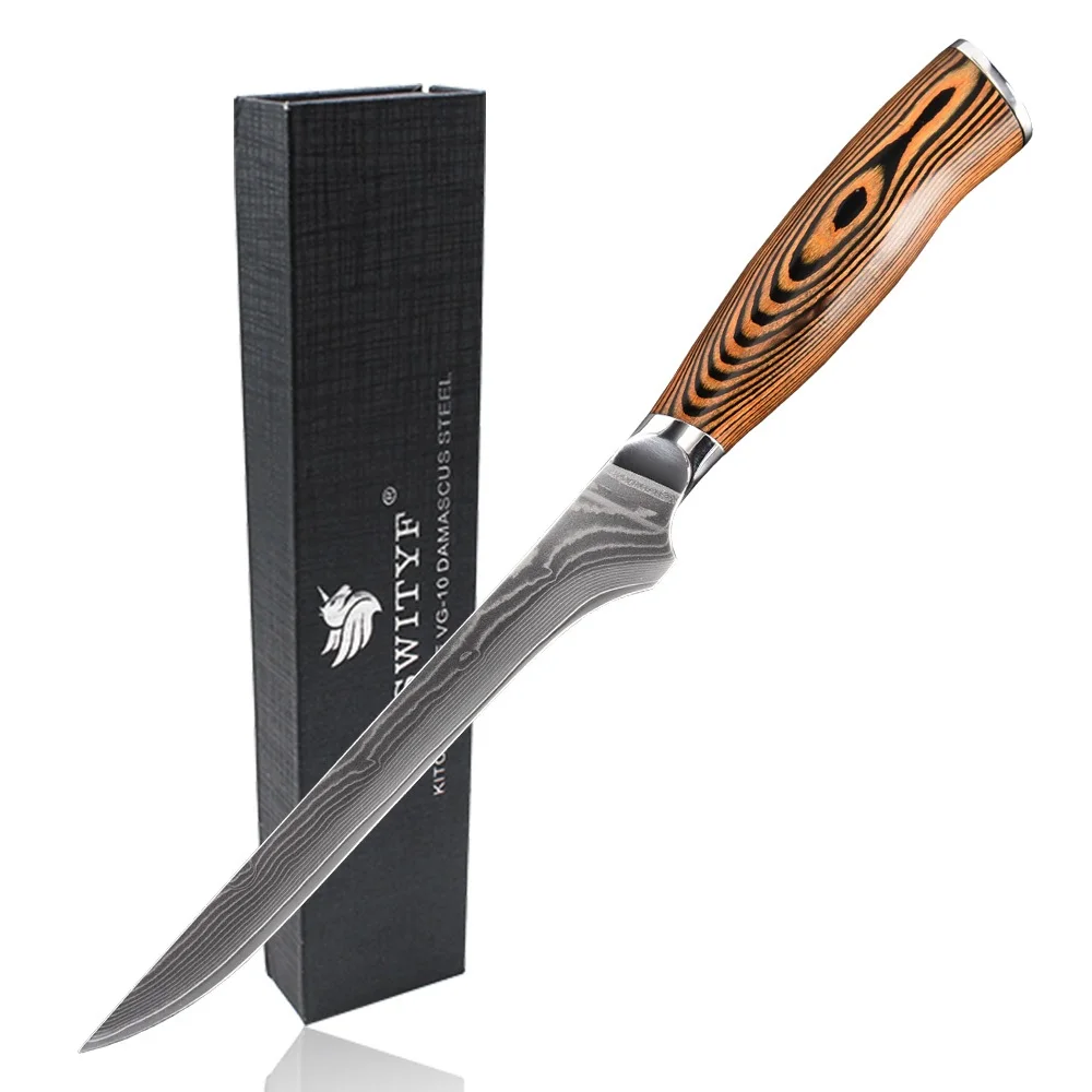 Damascus Wood Handle Quality Beef Chicken Fish Boning Knife Set 
Damascus Wood Handle Quality Beef Chicken Fish Boning Knife Set